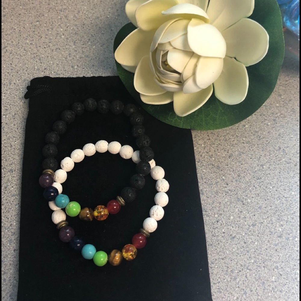 Lava Rock Bracelet White